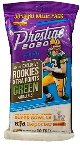 2020 Panini Prestige NFL Football CELLO Box - 12 Packs per Box, 30 Cards per Pack | Collectible Trading Cards for NFL Fans & Sports Memorabilia Enthusiasts