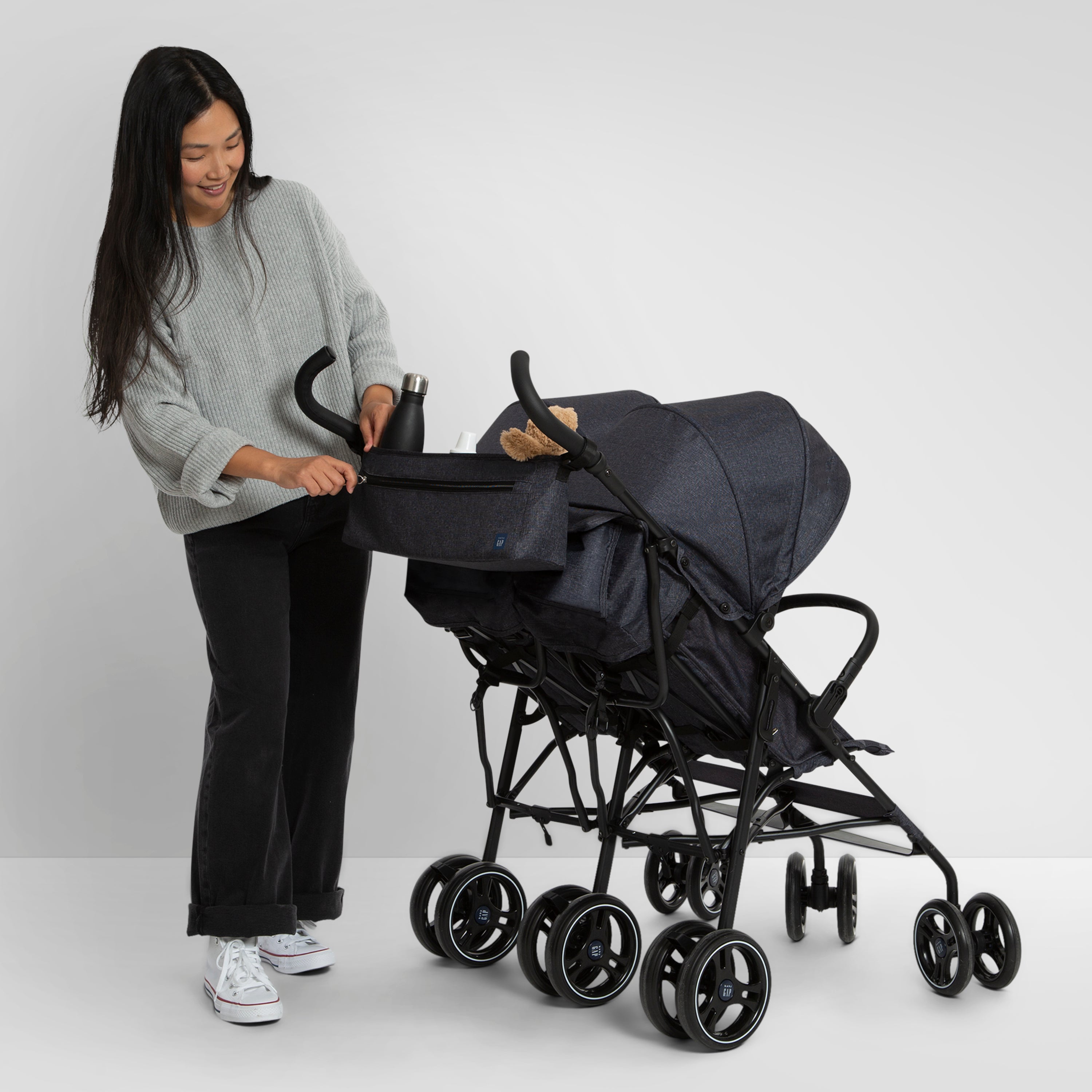 BabyGap Classic Parent Organizer for Double Stroller - Convenient Storage for Diapers, Bottles & Essentials - Perfect for Shopping, Travel & Family Outings