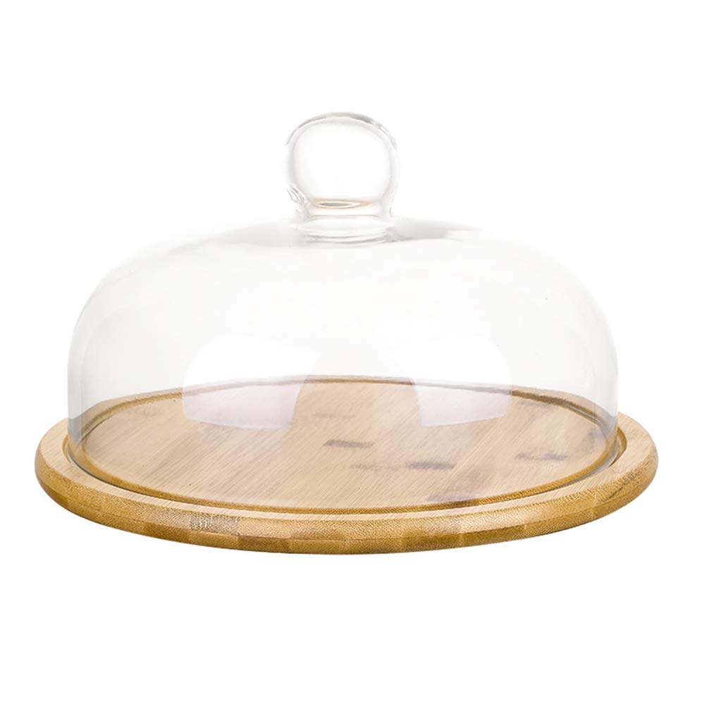 Glass Dome Cloche with Bamboo Base - 11.6