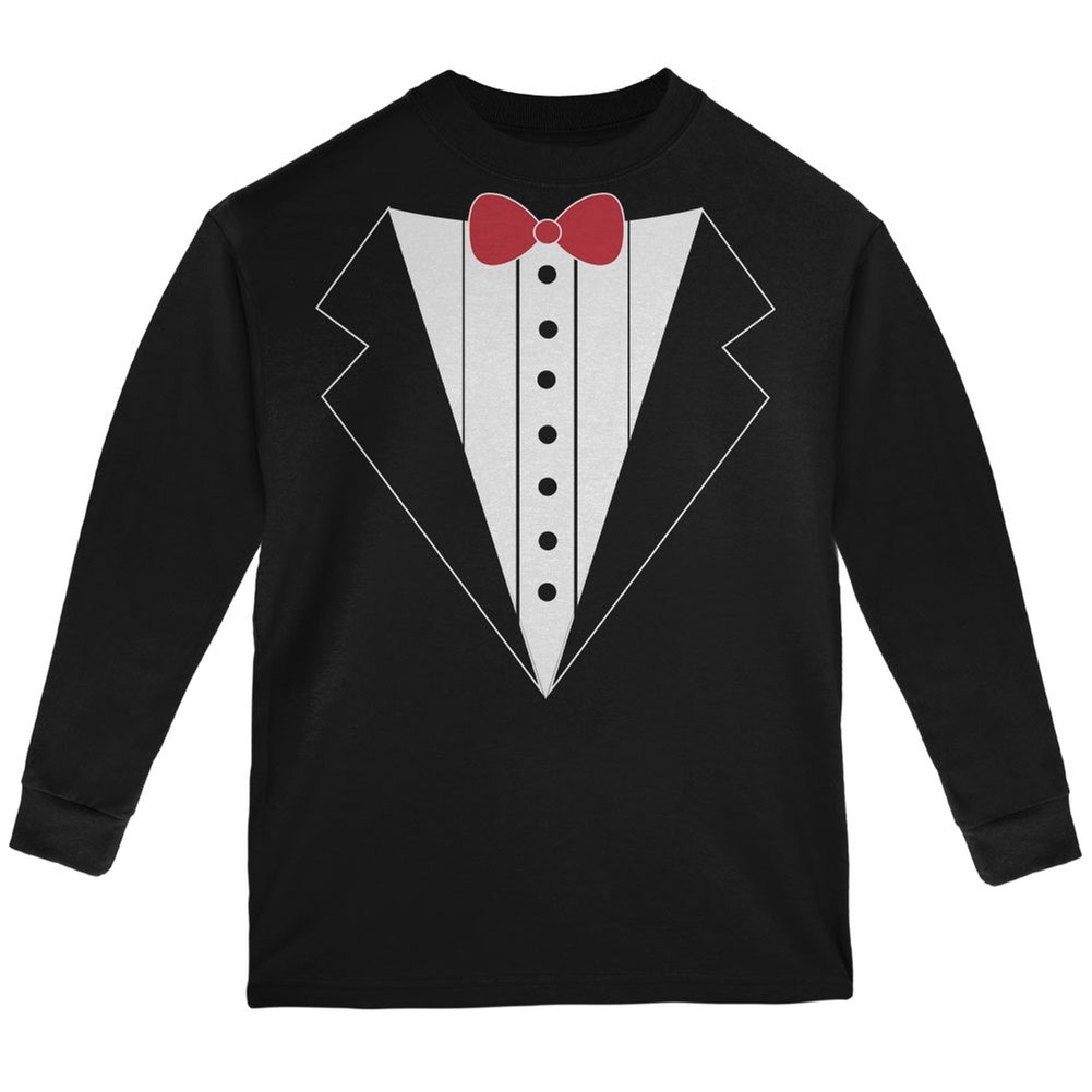 Old Glory Tuxedo Costume Black Long Sleeve T-Shirt for Boys - Youth Medium Size | Formal Wear for Kids Parties, School Events & Halloween Costumes