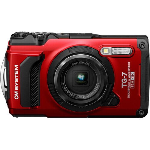 OM SYSTEM Tough TG-7 Waterproof Digital Camera (Red) - 4K Video, Macro Mode & Underwater Photography for Outdoor Adventures, Travel & Snorkeling
