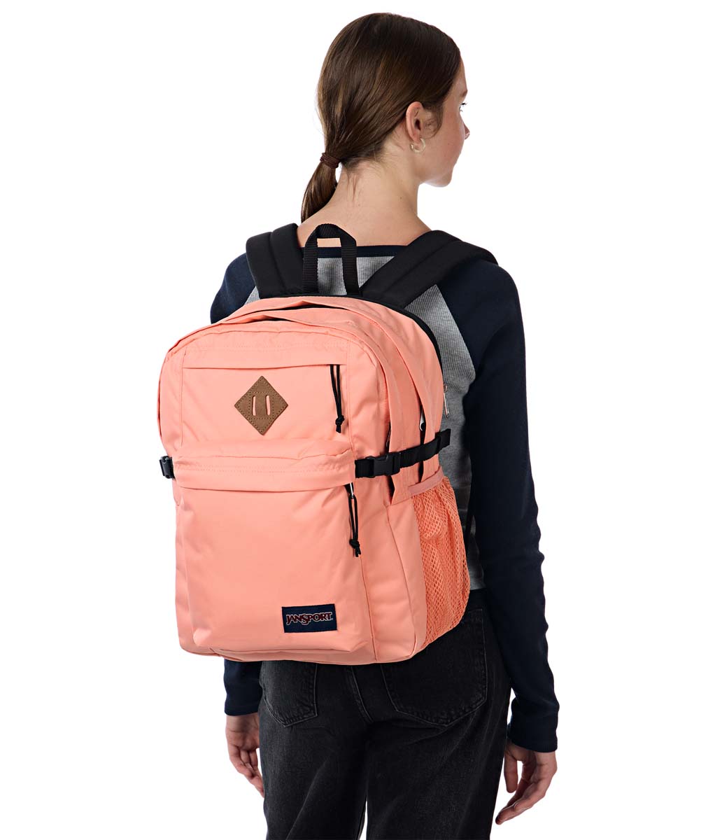 JanSport SuperBreak Plus Backpack - Lightweight Laptop Backpack for School & Travel, Durable Peach Pink Daypack with Front Utility Pocket - Perfect for College Students, Commuters & Outdoor Adventures