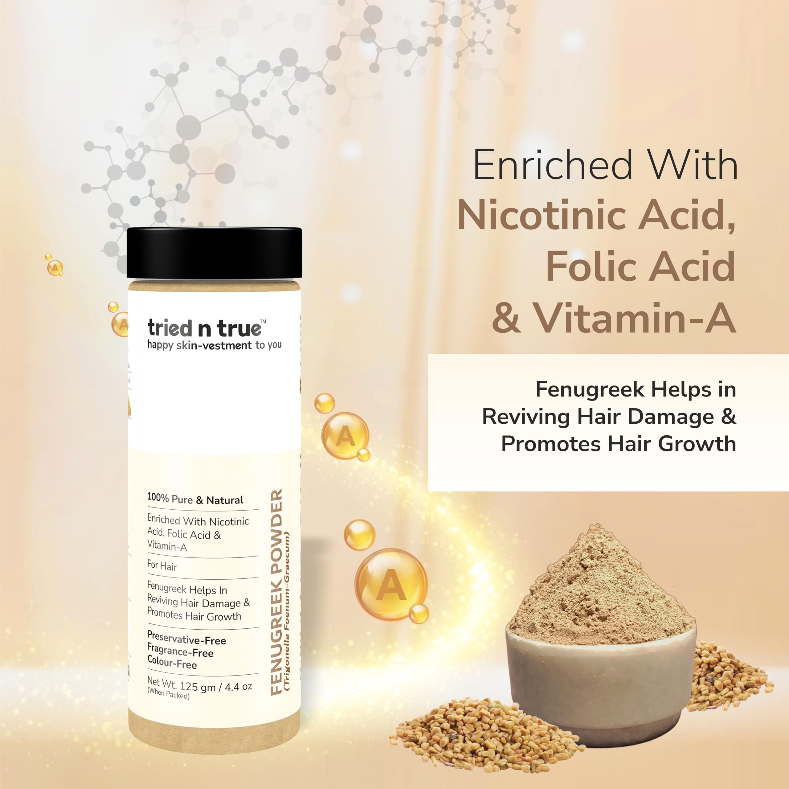 Pure Natural Fenugreek Powder (Methi) for Hair Growth - 125g | Organic Hair Mask & Hair Pack Treatment | Promotes Stronger, Thicker Hair | Ideal for DIY Hair Care & Scalp Treatments