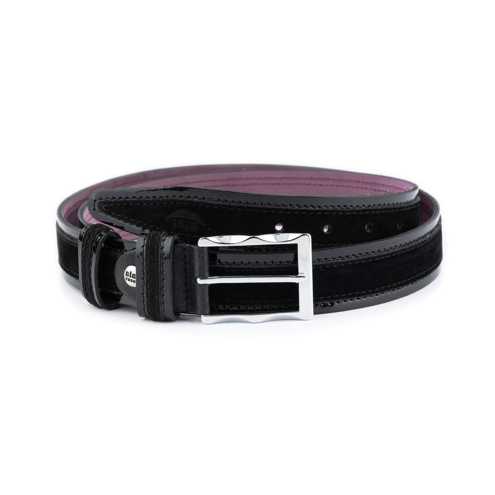 Premium Men's Luxury Belt - Black Suede & Patent Leather (3.5cm Width) - Perfect for Business, Formal Events & Everyday Wear