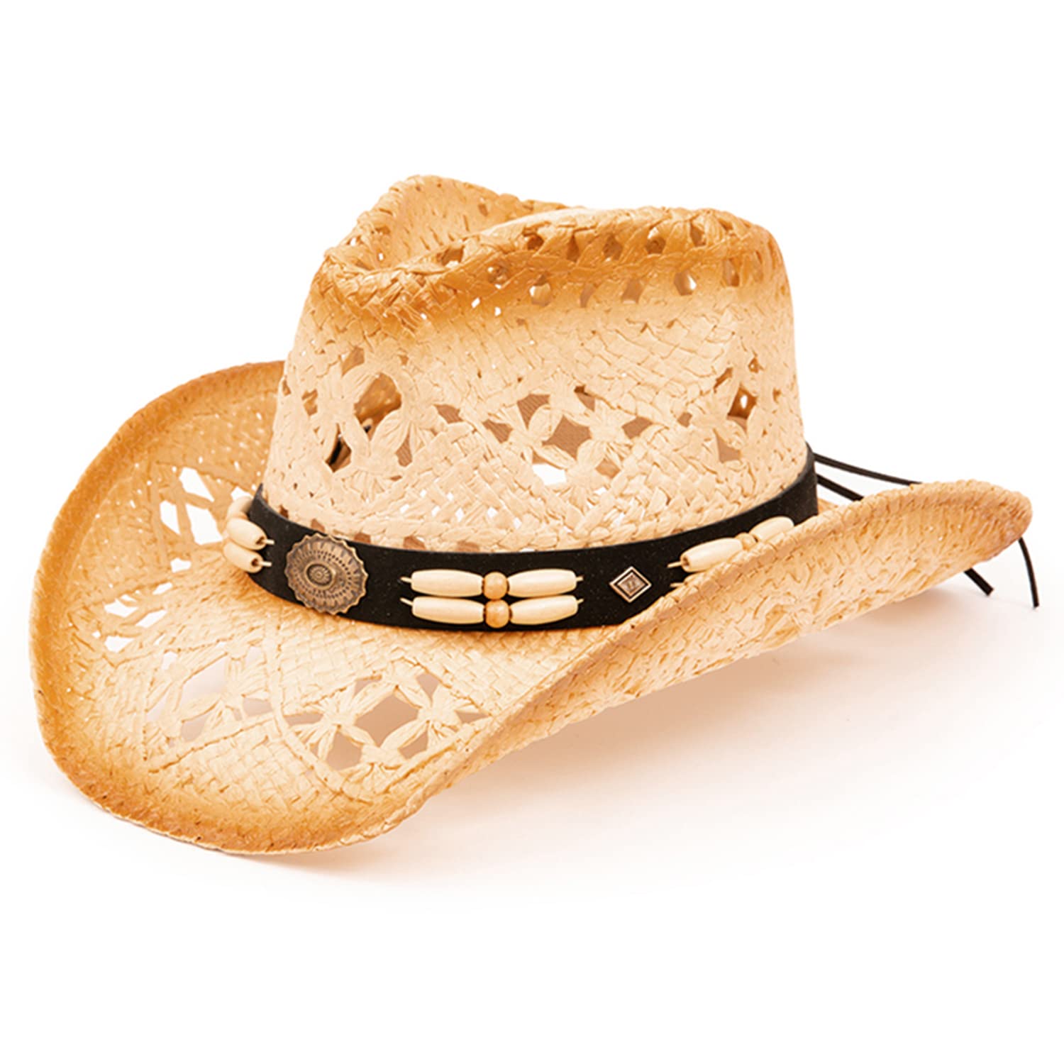 TOVOSO Shape-It Brim Straw Cowboy Hat for Women & Men - Adjustable Western Style Sun Hat for Outdoor, Beach, Rodeo & Country Music Festivals