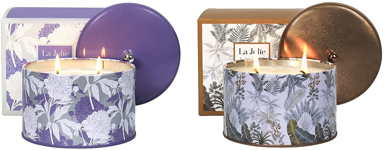 LA JOLIE MUSE Lavender & Black Coffee Scented Candle - 14.1 oz Large Soy Wax Candle with Long Burning Time, Relaxing Aromatherapy Gift for Women, Home Decor & Romantic Ambiance for Bedroom, Bathroom or Office