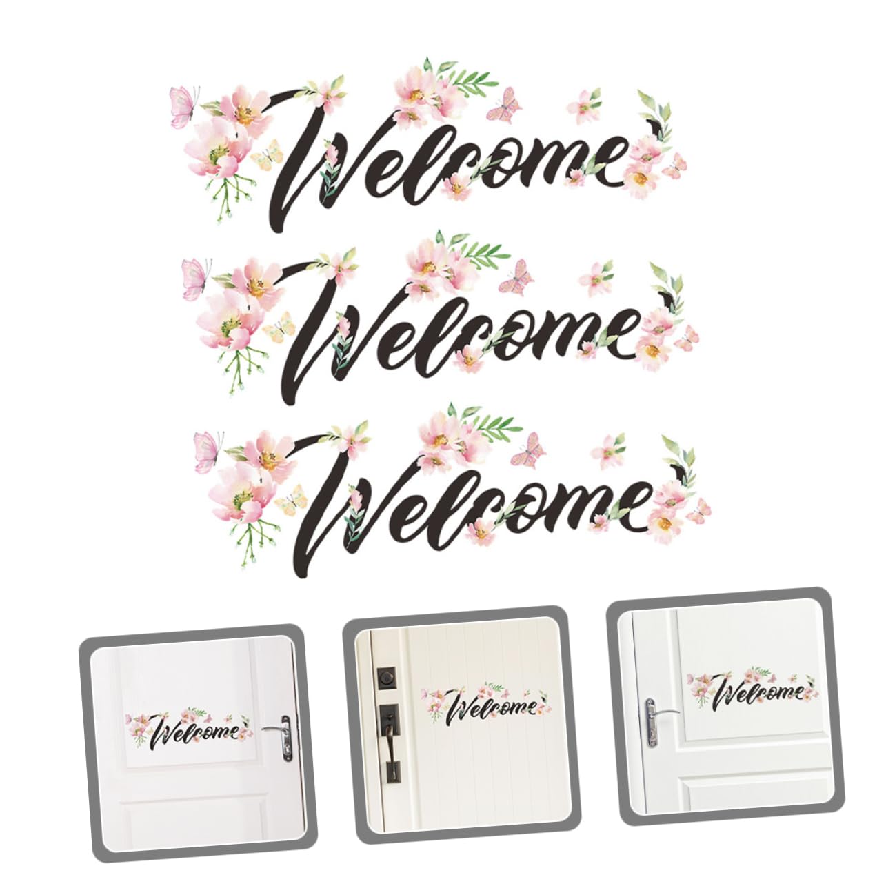 Yardenfun PVC Self-Adhesive Welcome Stickers - Floral Wall Decals for Bedroom & Living Room Decor - Removable Home Decorative Wall Stickers - Perfect for Home, Office & Nursery Wall Decoration