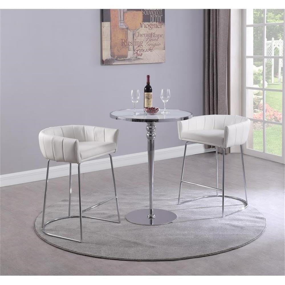 Milan Channel Back Counter Stool - White Bar Stool for Kitchen Island, Breakfast Nook & Home Decor - Comfortable Modern Dining Stool with Upholstered Seat
