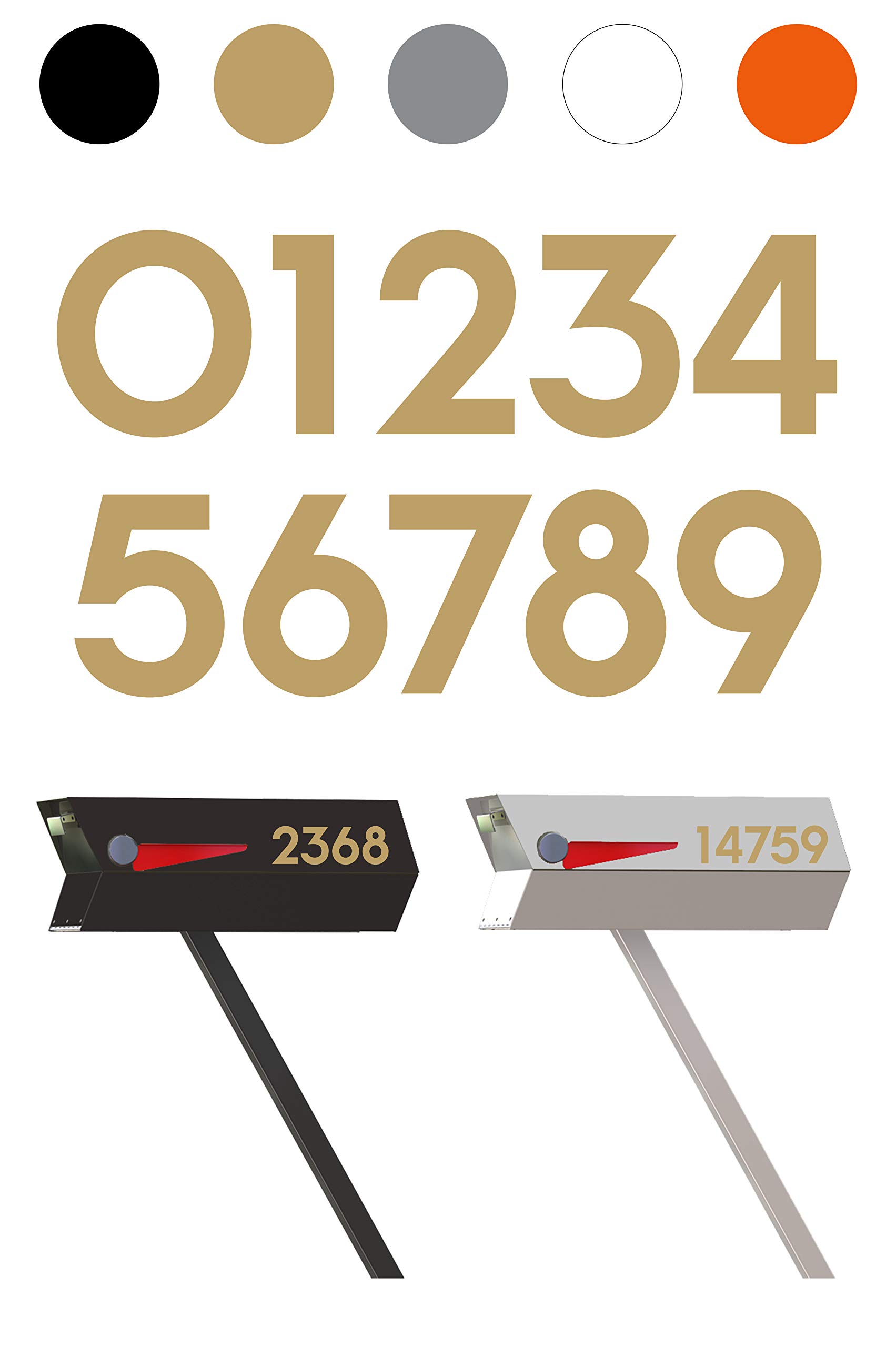 Custom Chalet Style Mailbox Numbers - Set of 2 Modern Address Plaques for US Homes | Weatherproof Metal House Numbers for Front Door, Porch & Yard Decor