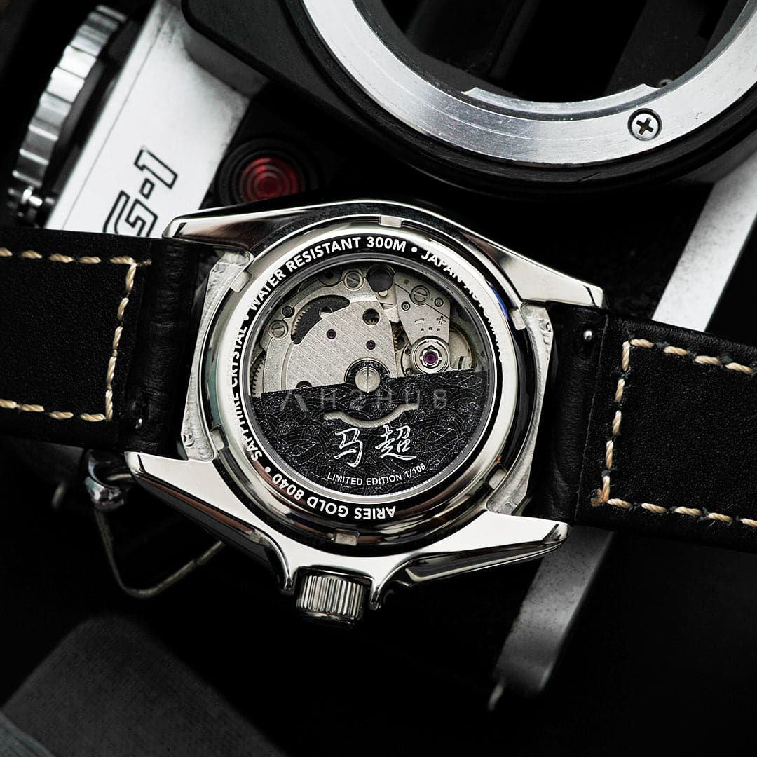 AG Collective The Ma Chao San Guo Series Black Leather Strap Men's Watch G 8040 SAN DEA - Stylish Chronograph Timepiece for Business, Casual Wear & Gift Giving