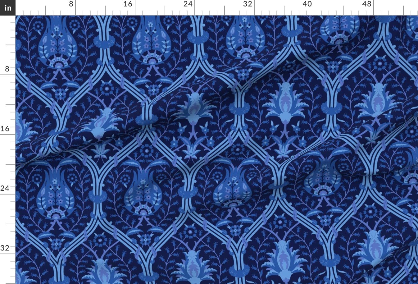 Floral Vines Blue Ogee Printed Minky Fabric by The Yard - Soft Plush Material for Sewing Baby Blankets, Quilt Backing & DIY Projects - Perfect for Nursery Decor, Home Crafts & Gift Making