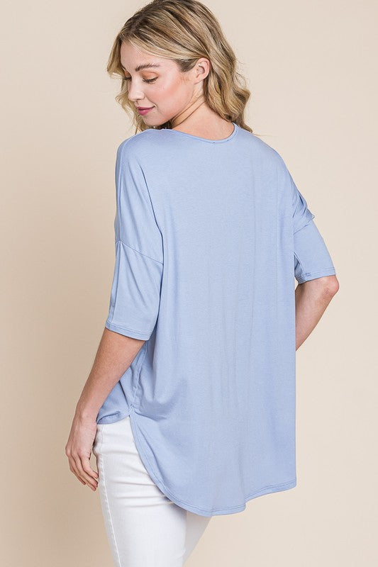 BOMBOM Women's Round Neck Half Sleeve Casual T-Shirt - Soft Cotton Comfort Fit Tee for Everyday Wear, Workout, and Outfits