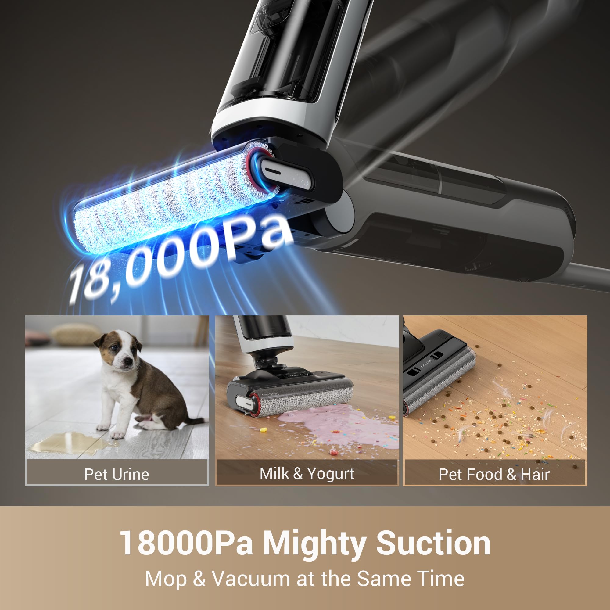 Dreame H14 Cordless Wet Dry Vacuum Cleaner and Mop - 180° Lie-Flat Design, 140°F Self-Cleaning Brush, 5-Minute Hot Air Drying | Powerful Suction for Hard Floors, Pet Hair & Sticky Messes | Ideal for Kitchen Spills, Bathroom Cleaning & Whole-House Maintenance