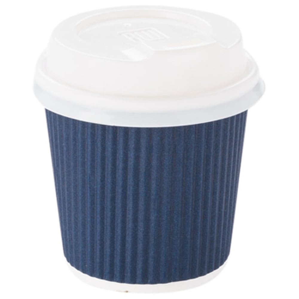 500 Pack 4 oz Disposable Coffee Cups with Ripple Wall - Insulated Blue Paper Hot Cups for Coffee, Tea, Hot Chocolate (Lids Sold Separately) - Perfect for Cafes, Offices, and Home Use