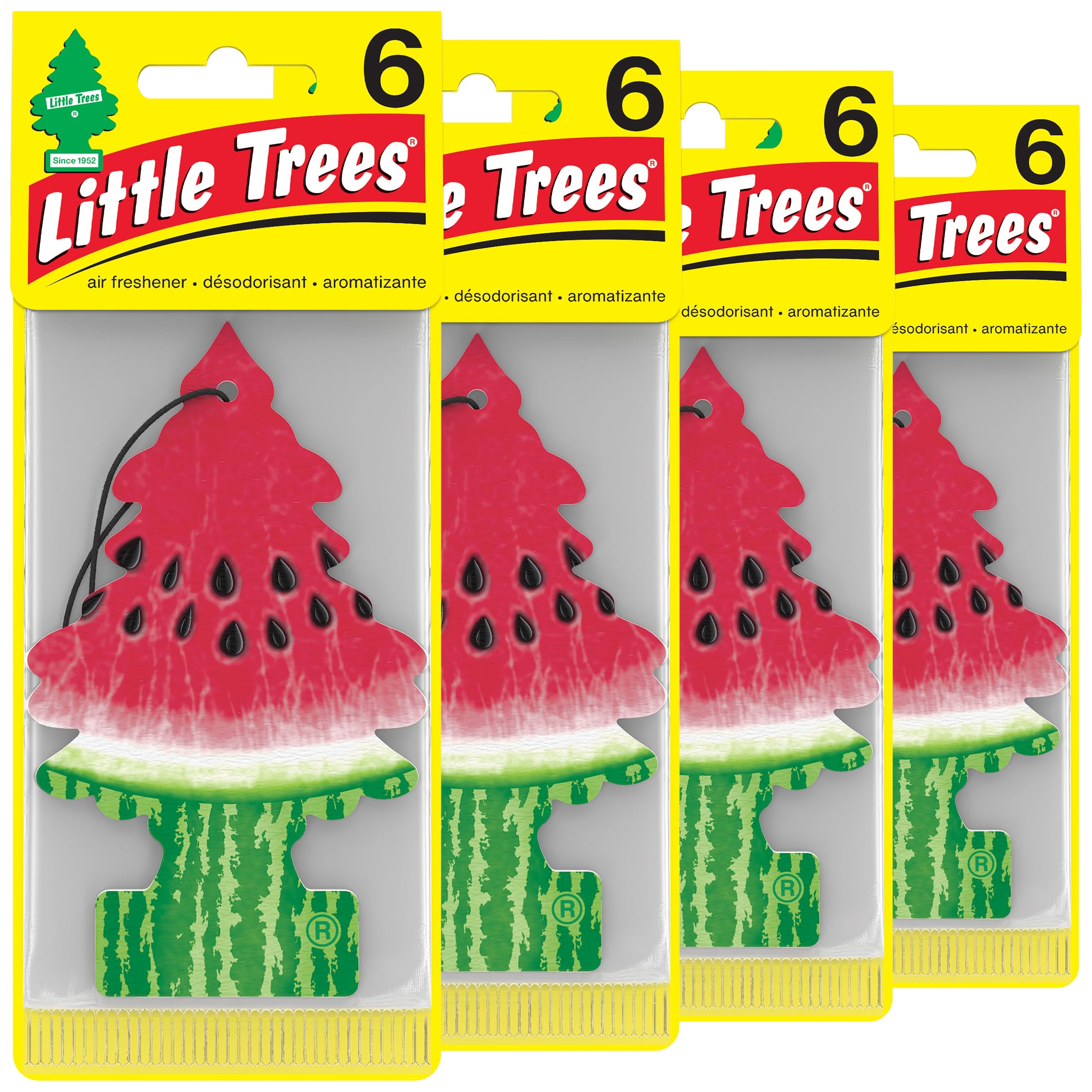 Little Trees Air Fresheners - 24 Pack Hanging Car Air Fresheners with Long Lasting Watermelon Scent | Freshen Your Car, Home, Office & Small Spaces