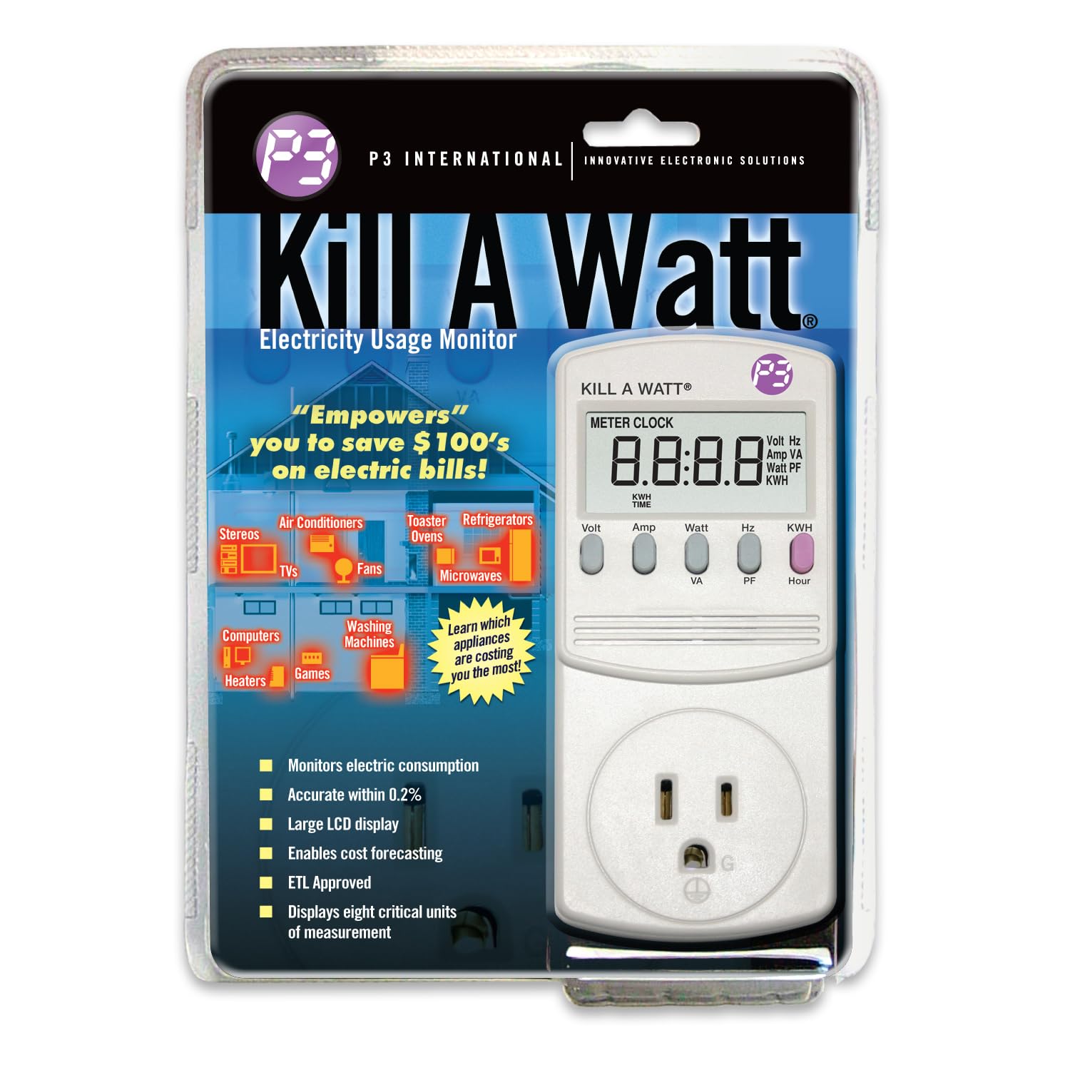 P3 International Kill-A-Watt Electricity Usage Monitor - Track Home Energy Consumption for Appliances & Electronics | Save on Electric Bills