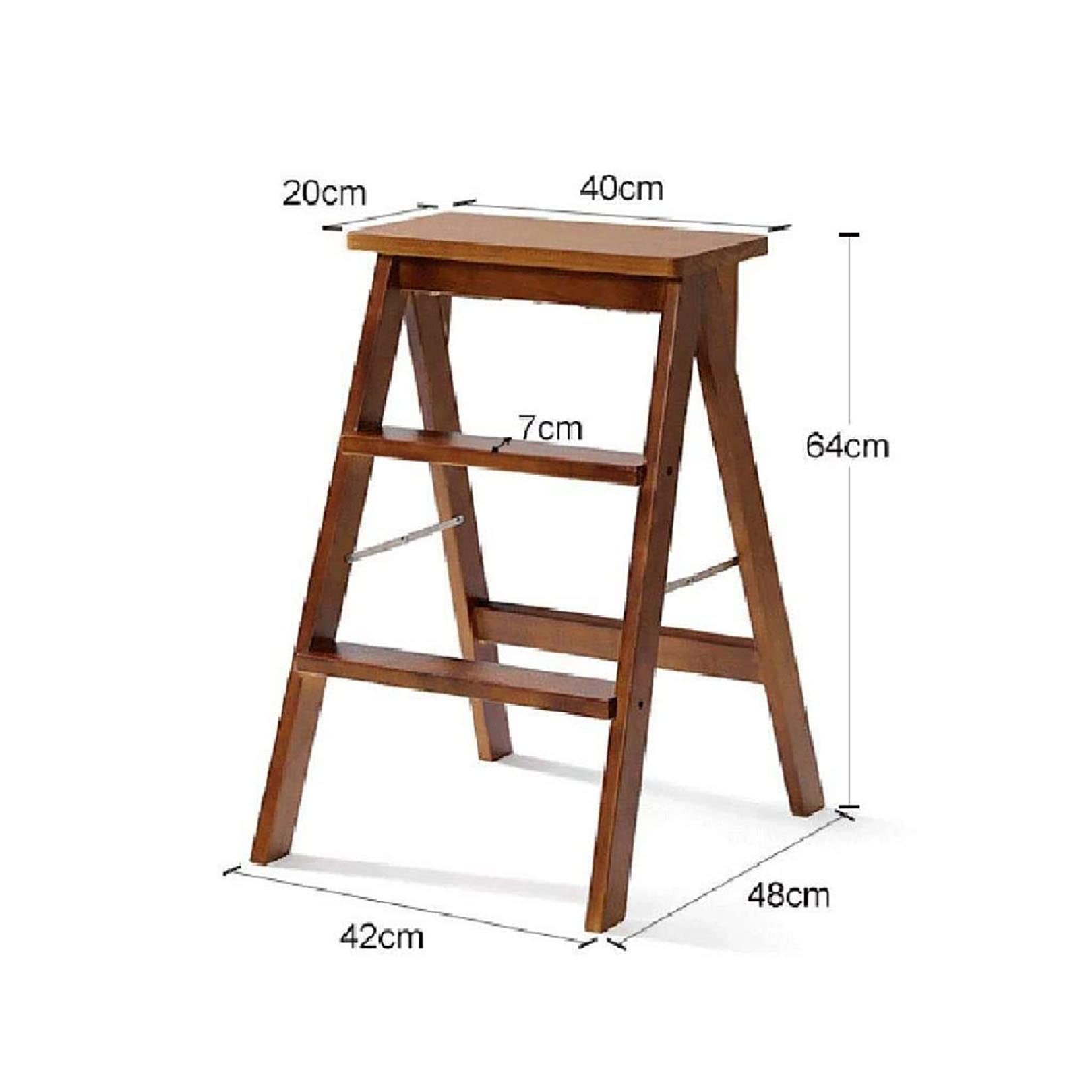 Foldable Step Stool for Adults - Solid Wood Kitchen Stool, Portable Ladder Stool, Ottoman Footrest - Perfect for Home, Kitchen, Bathroom & Office Use