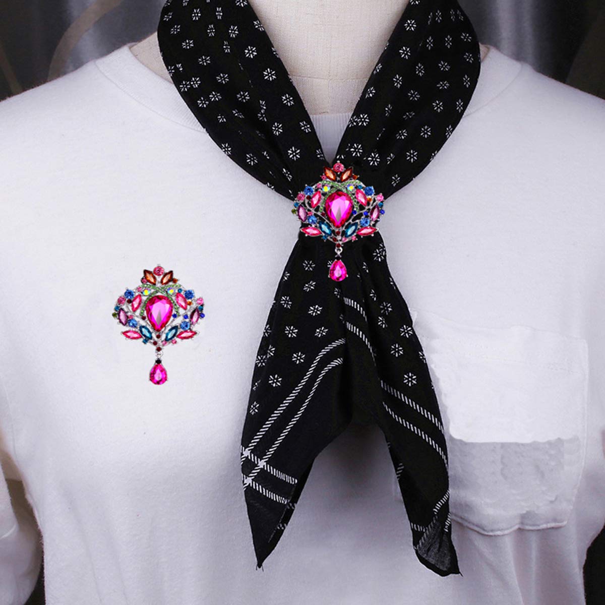Seven Wolves Rhinestone Crystal Crown Brooch for Women - Elegant Dress Accessory