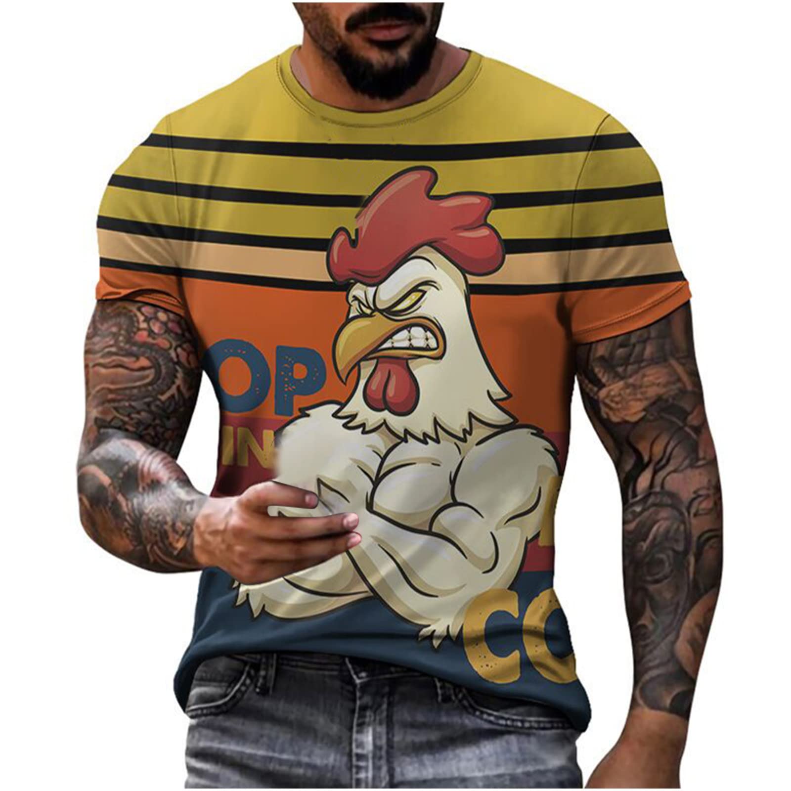 Funny Animal Graphic T-Shirts for Men - Casual Short Sleeve Summer Tee - Perfect for Beach, Parties, and Everyday Wear