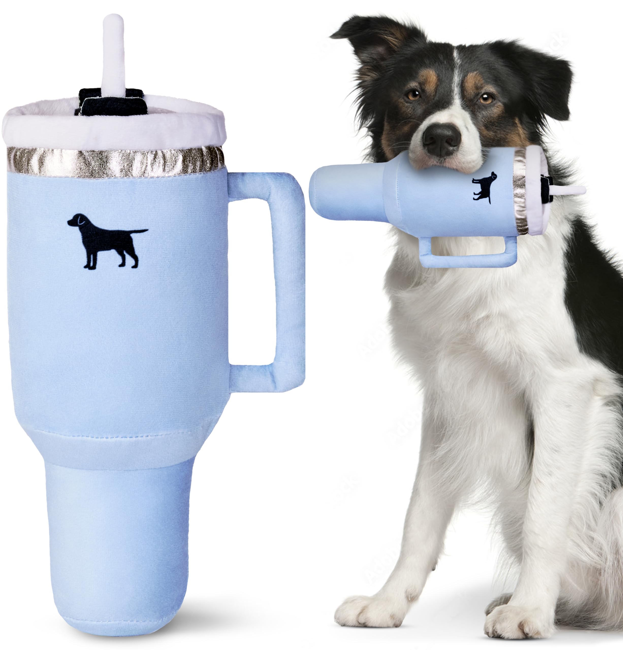 **Squeaky Pup Cup Tumbler Plush Dog Toy – Cute & Funny Chew Toy for Small & Medium Dogs – Perfect Gift for Pet Lovers (Chambray Blue) – Great for Playtime, Training & Gifting**