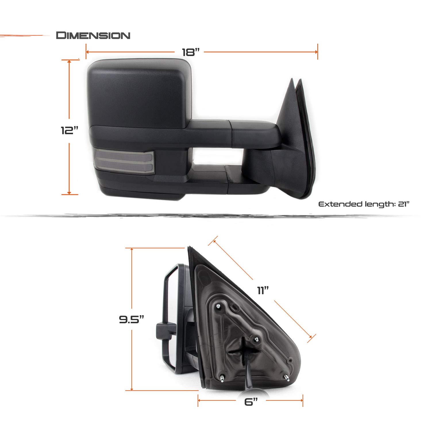 AKKON Power Heated Glass Sequential Turn Signal Towing Mirrors for 2003-2006 Chevy Silverado & GMC Sierra - Black Side Mirrors with Tow Mode for Enhanced Safety & Visibility While Hauling Trailers or Campers