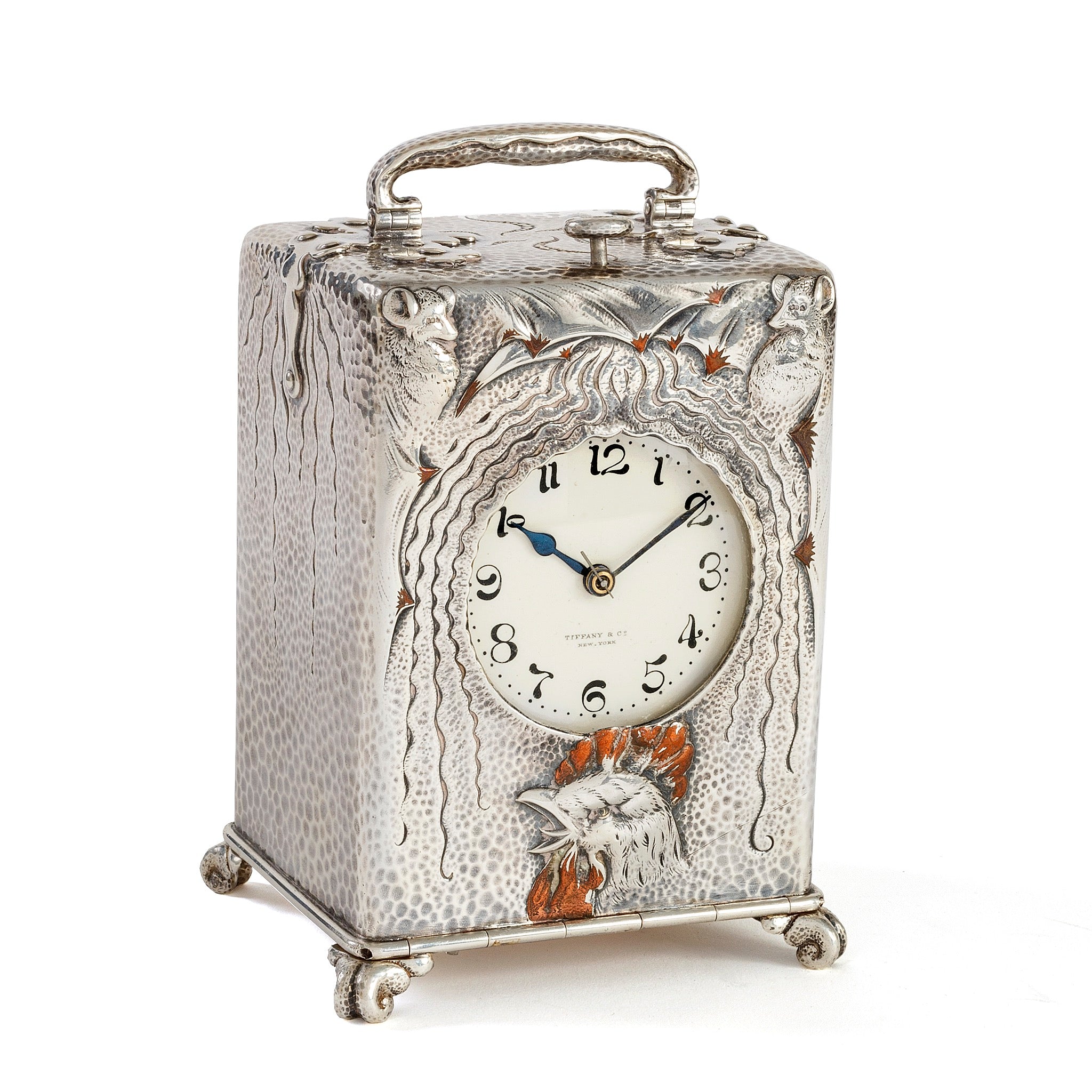 Tiffany & Co. Mixed Metal Night and Day Carriage Clock - Vintage Style Desk Clock for Home & Office Decor | Perfect Gift for Anniversary, Wedding & Housewarming