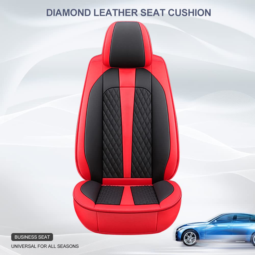 Premium XL-7 Luxury Leather Car Seat Covers - Waterproof, Scratchproof & Non-Slip Protection | Full Set with Airbag Compatibility (Black/Red) | Perfect for SUVs, Trucks & Long-Distance Driving