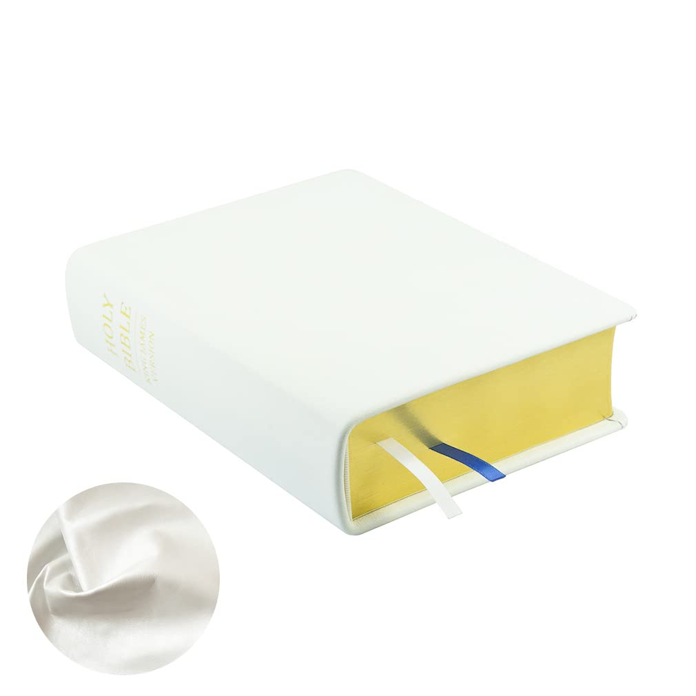 Hand-Bound Pearlized White Genuine Leather Holy Bible - King James Version with Footnotes, Bible Dictionary & Topical Guide | Customizable LDS Scriptures for Latter-Day Saints | Perfect for Personal Study, Church Services & Gift Giving