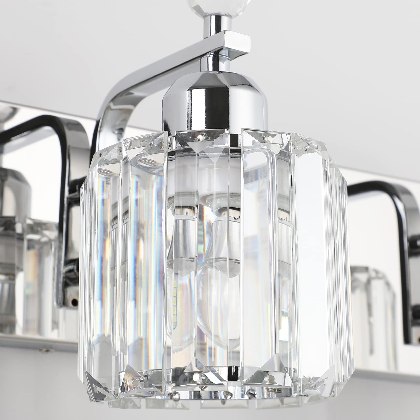 Modern Crystal Bathroom Vanity Light Fixture - 5-Light Chrome Vanity Lighting for Bathroom Mirror (Bulbs Not Included) | Perfect for Contemporary Bathrooms, Master Suites & Powder Rooms