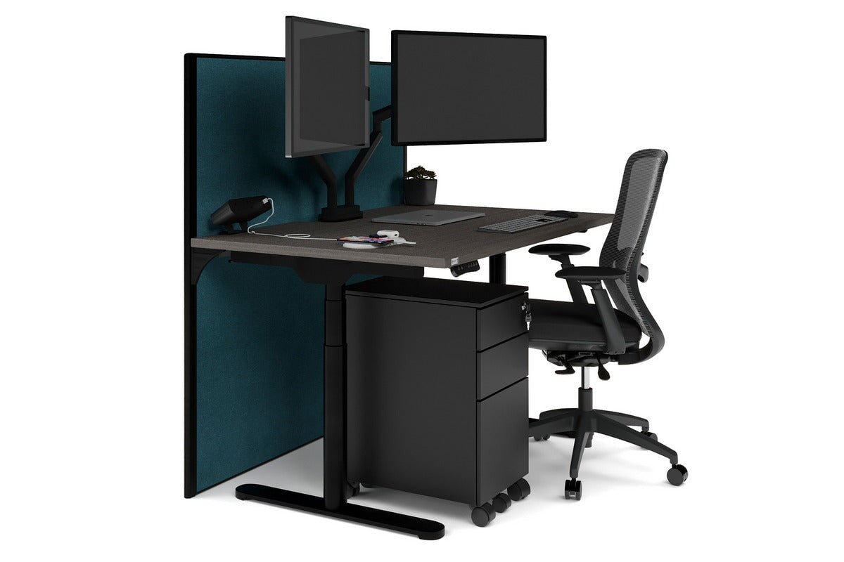Flexi Premium Height Adjustable Single Workstation Desk - 1200L x 800W with Cable Management Scallop | Ergonomic Standing Desk for Home Office & Workspace