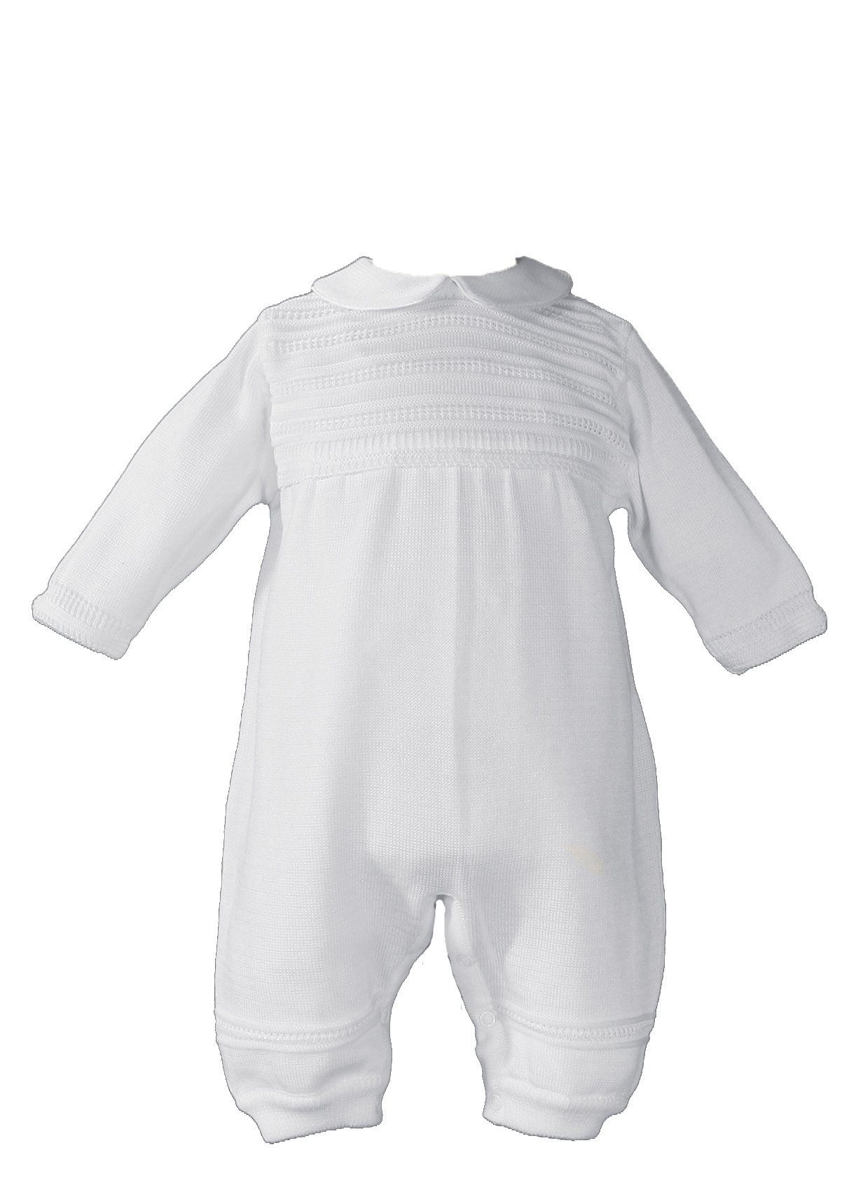 Boys' White Knit Christening Baptism Coverall Outfit - Perfect for Baby Baptism, Christening Ceremony & Special Occasions