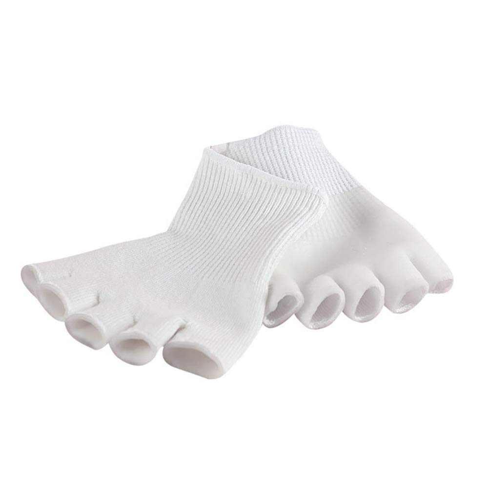 Heallily 1 Pair Open-Toe Gel Moisturizing Spa Socks for Women & Girls - Soft Five-Toe Design, Hydrating Care (White) | Perfect for Pedicures, Home Relaxation & Foot Care
