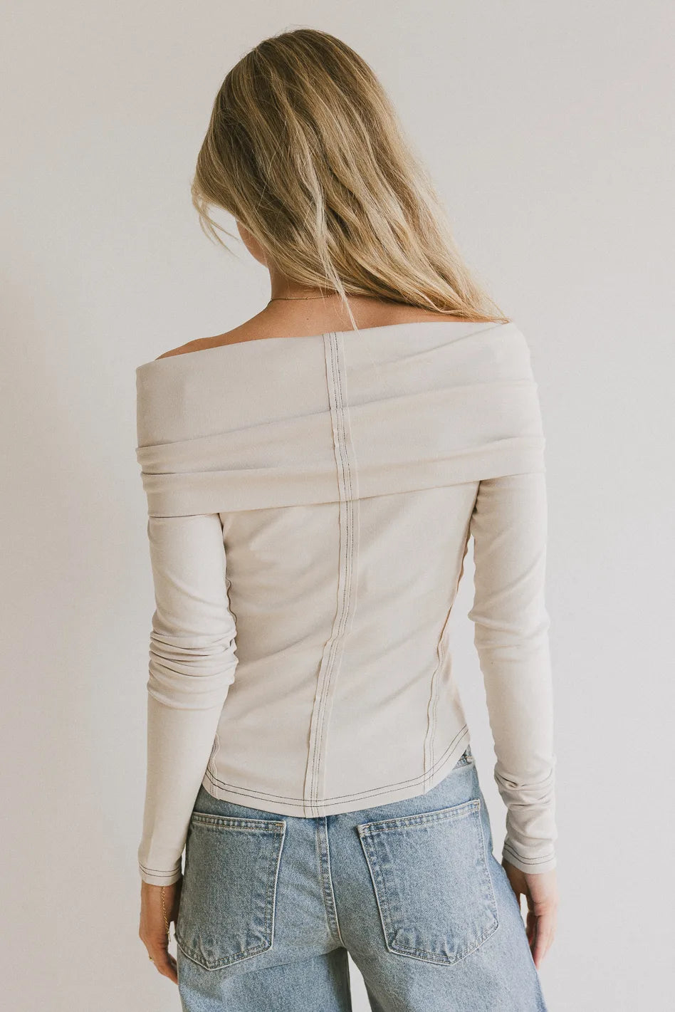 Jessica Bardot Women's Elegant Bone-Colored Blouse - Perfect for Office Wear, Casual Outfits & Special Occasions