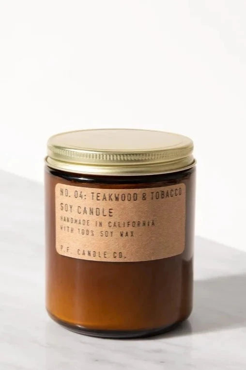 Premium Teakwood & Tobacco Scented Candle - Handmade Soy Wax Candle for Home, Office & Relaxation - Long Lasting Aromatherapy Gifts for Men & Women