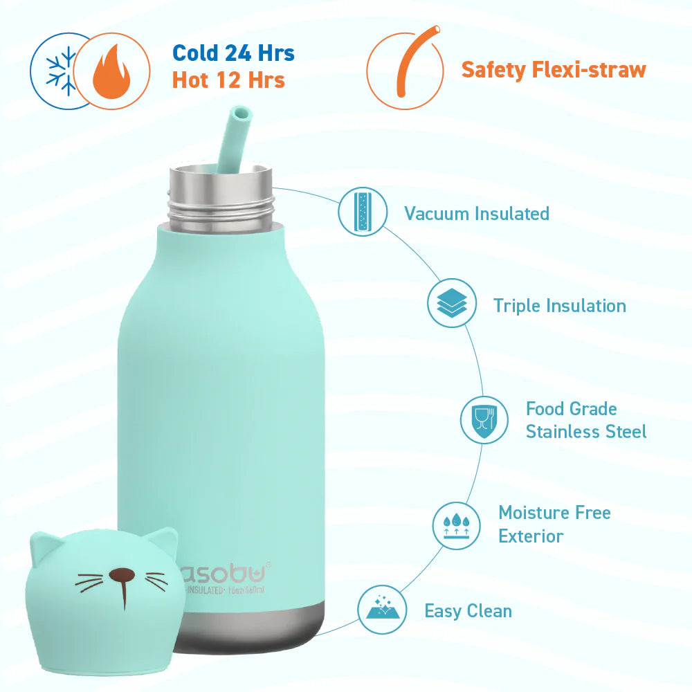 Cat Bestie Bottle - Leak-Proof Water Bottle for Cats with Non-Slip Base | Perfect for Travel, Hiking & Outdoor Adventures with Your Feline Friend