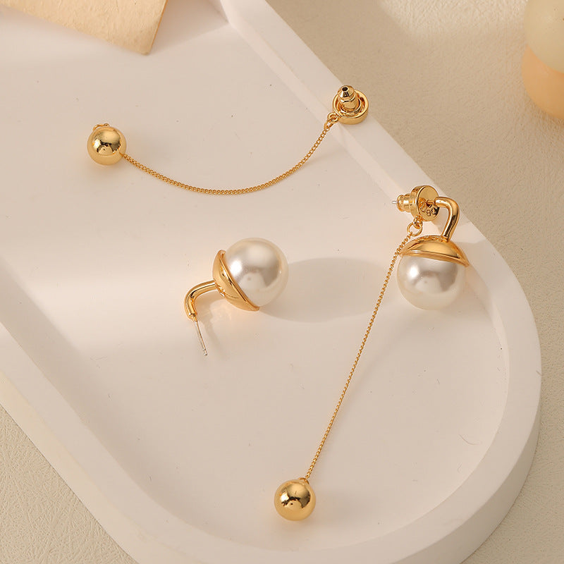 Vintage Pearl Dangle Chain Earrings for Women - Elegant Drop Earrings with Shimmering Pearls | Perfect for Weddings, Parties & Special Occasions | DMS355
