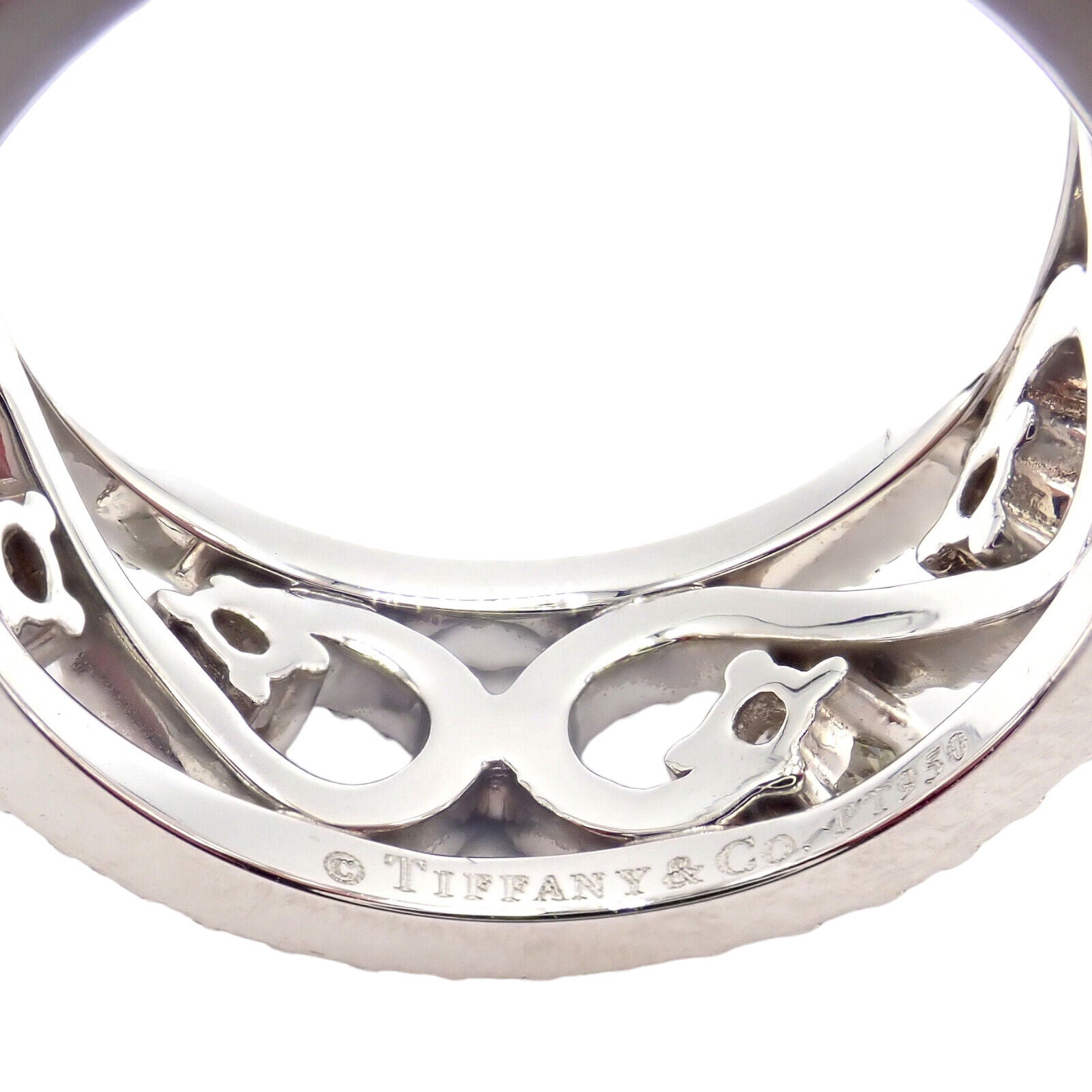 Authentic Tiffany & Co Platinum Diamond Enchant Scroll Wide Band Ring - Size 6 | Luxury Wedding, Anniversary & Engagement Jewelry Gift for Women