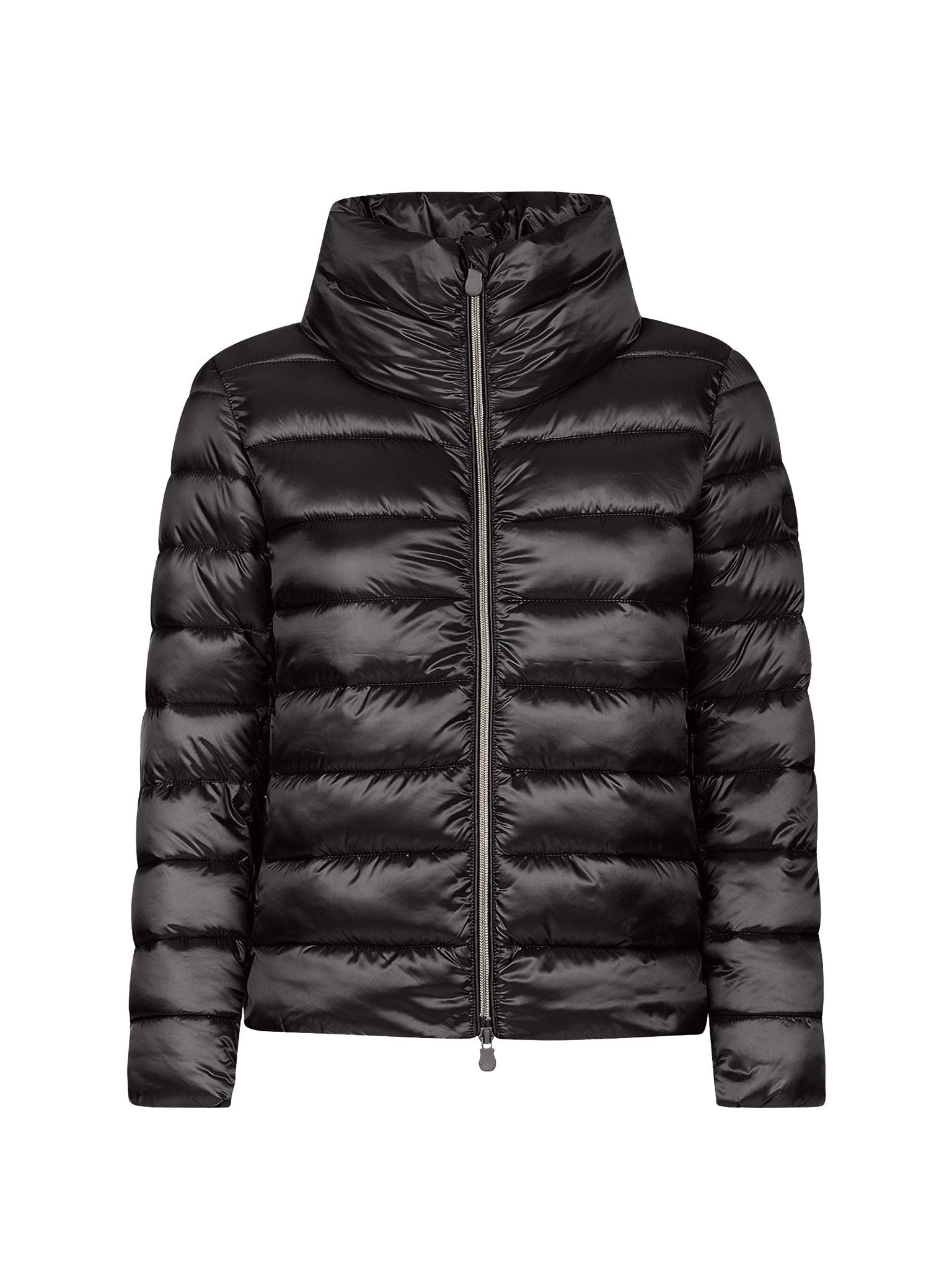 Save The Duck Women's IRIS Stand Collar Jacket - Lightweight Waterproof Winter Coat, Black Size 3-L - Perfect for Outdoor Activities & Urban Commuting