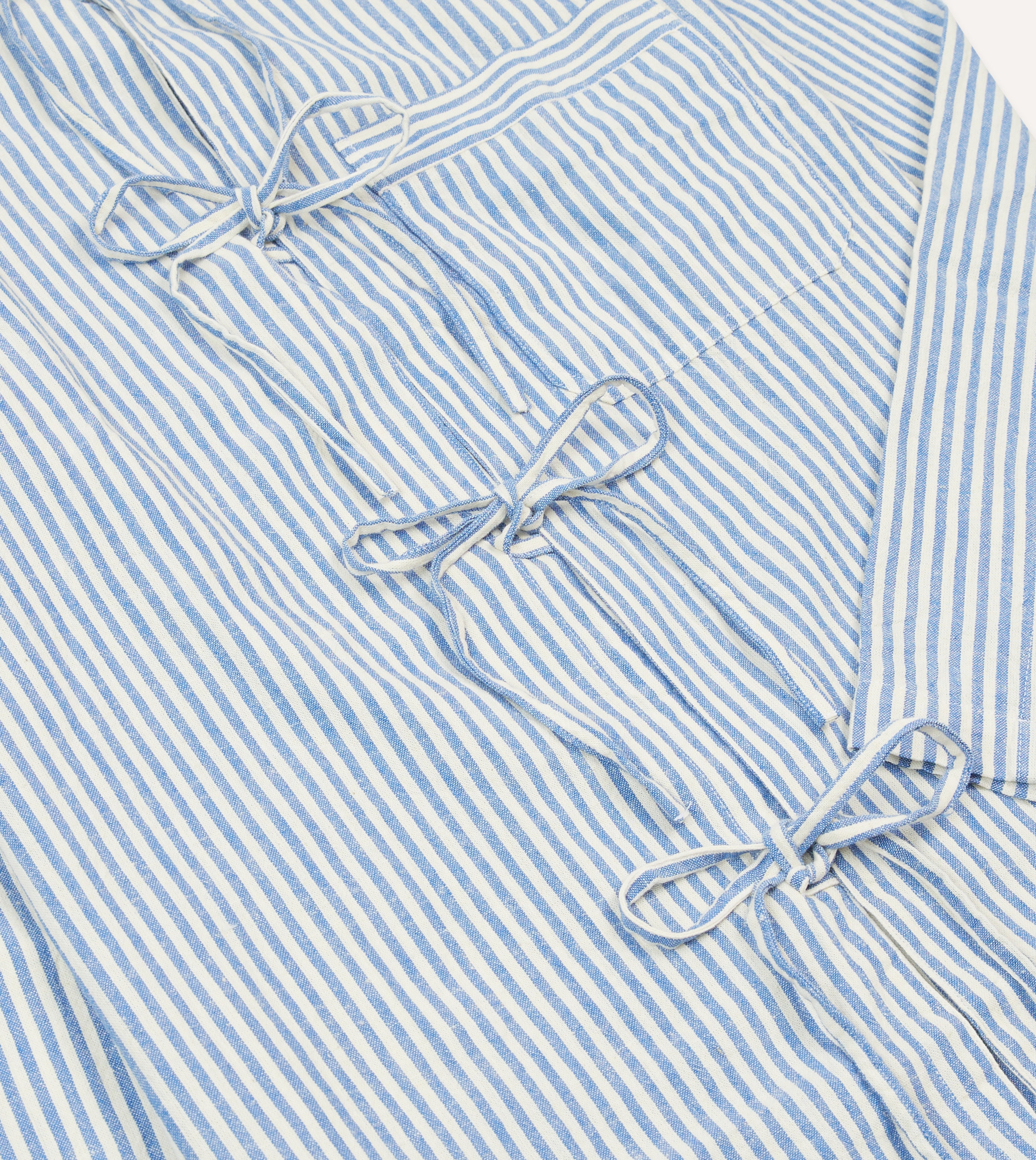 Blue and Ecru Striped Tie-Front Lightweight Overshirt for Women | Casual Spring Layering & Summer Cover-Up