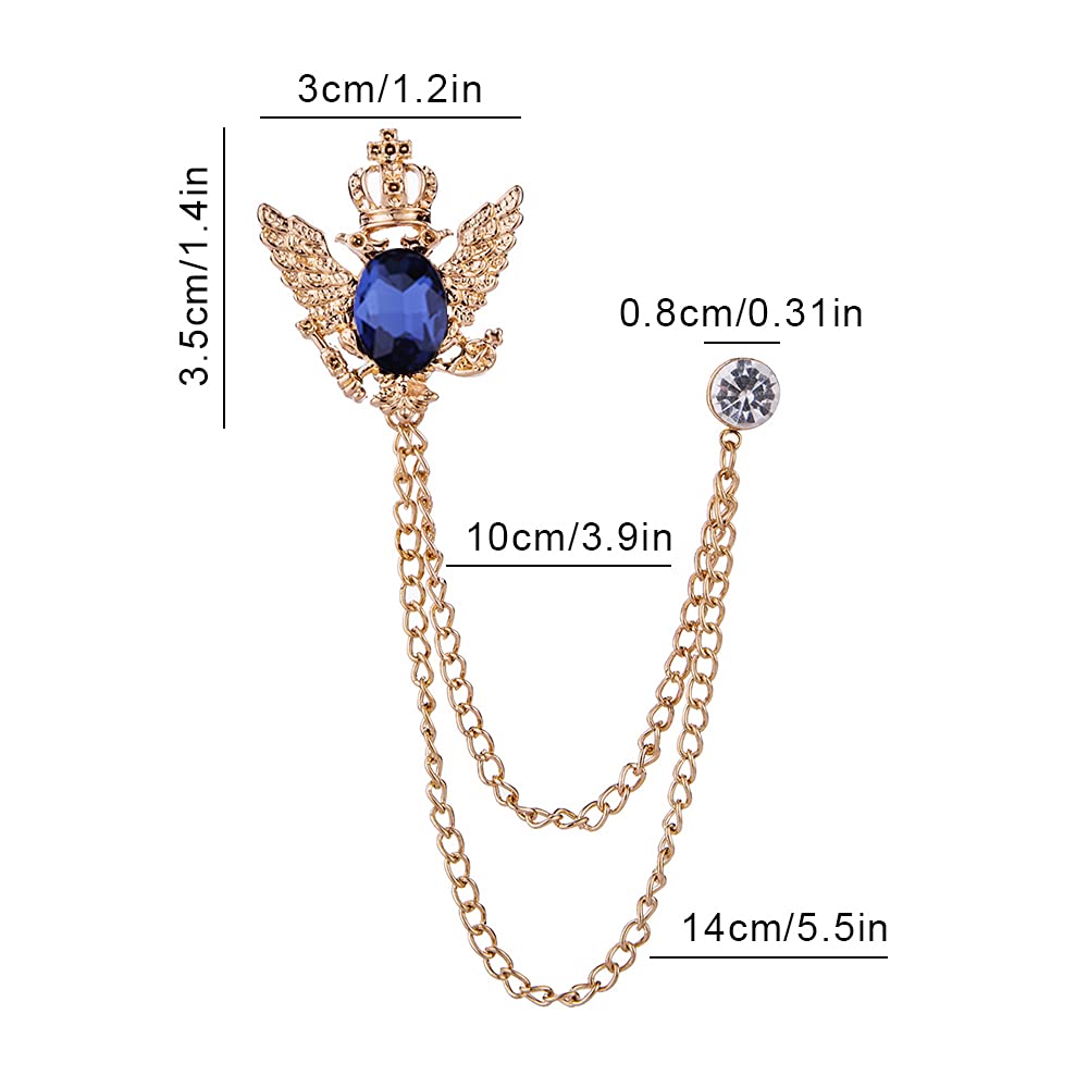 Xihuimay 2-Piece Men's Wedding Brooch Set - Elegant Rhinestone Crystal Bridegroom Lapel Pin for Suits, Tuxedos & Formal Attire - Gold, Silver & Blue Options - Perfect for Weddings, Banquets, Prom & Special Occasions