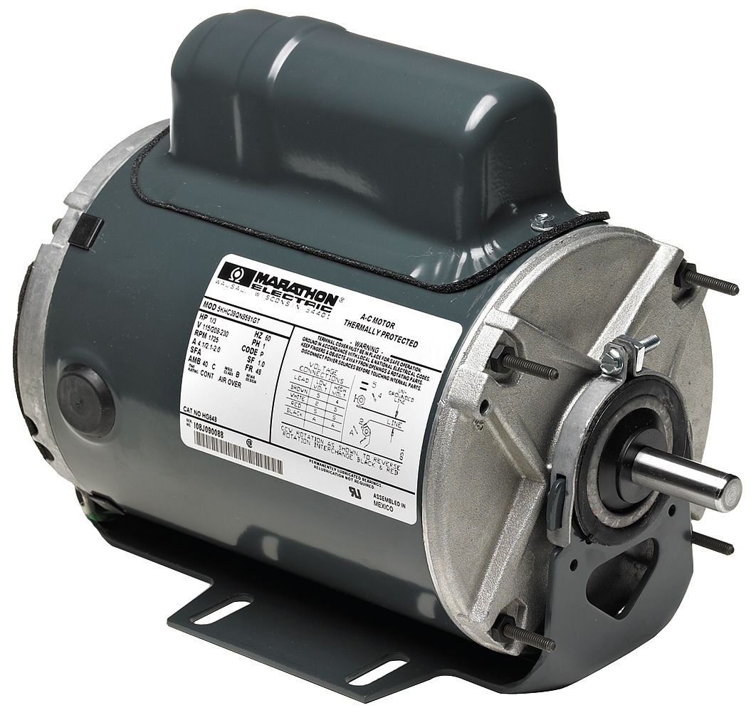 1/2 HP Agricultural Fan Motor - Marathon Electric/Regal Beloit 5KCP49UN9838S - Permanent Split Capacitor, 850 RPM, 208-230V - Ideal for Barn Ventilation, Greenhouse Cooling & Livestock Air Circulation