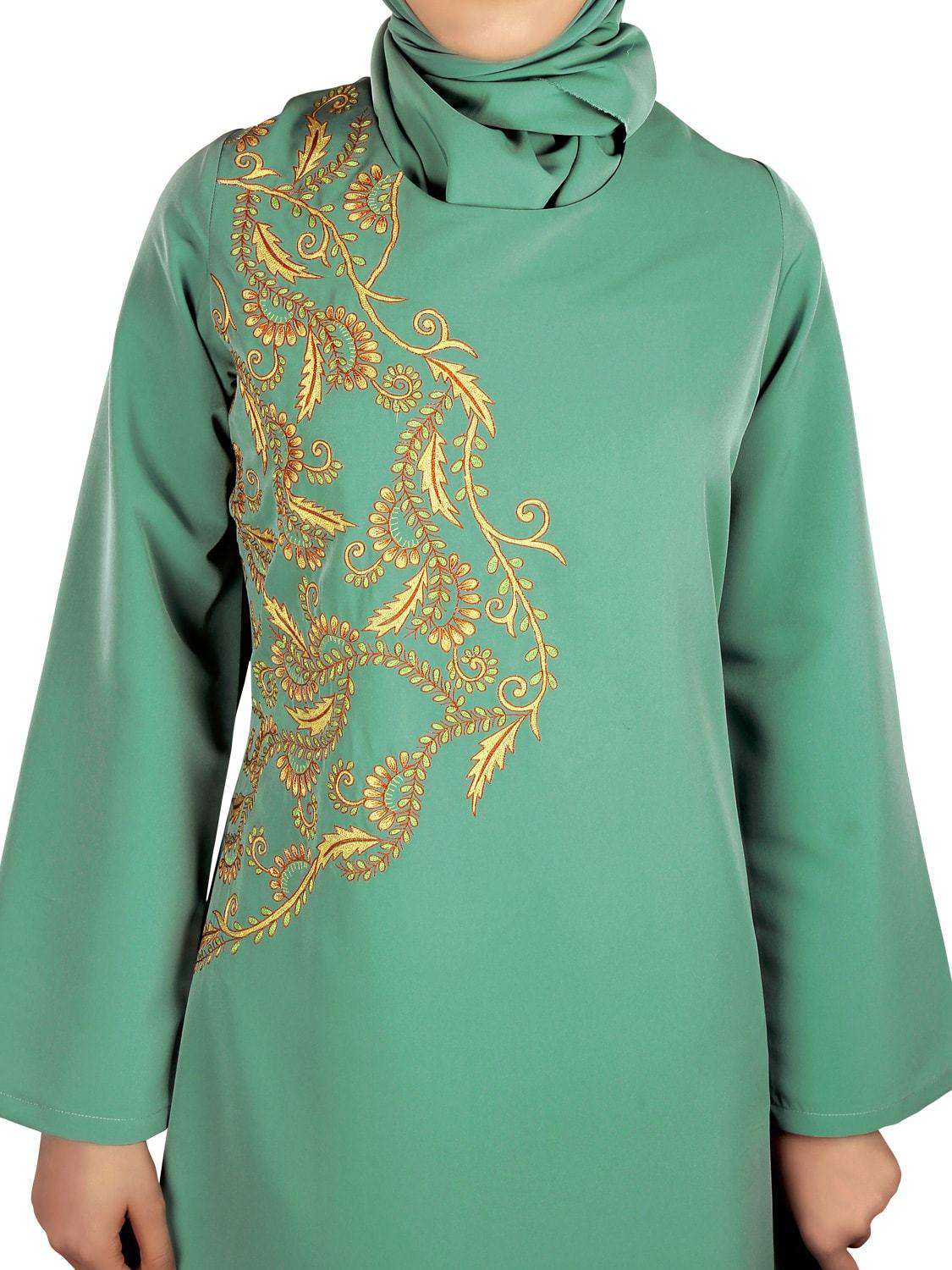 Zinah Green Party Abaya - Elegant Islamic Dress for Women | Perfect for Eid, Weddings & Special Occasions