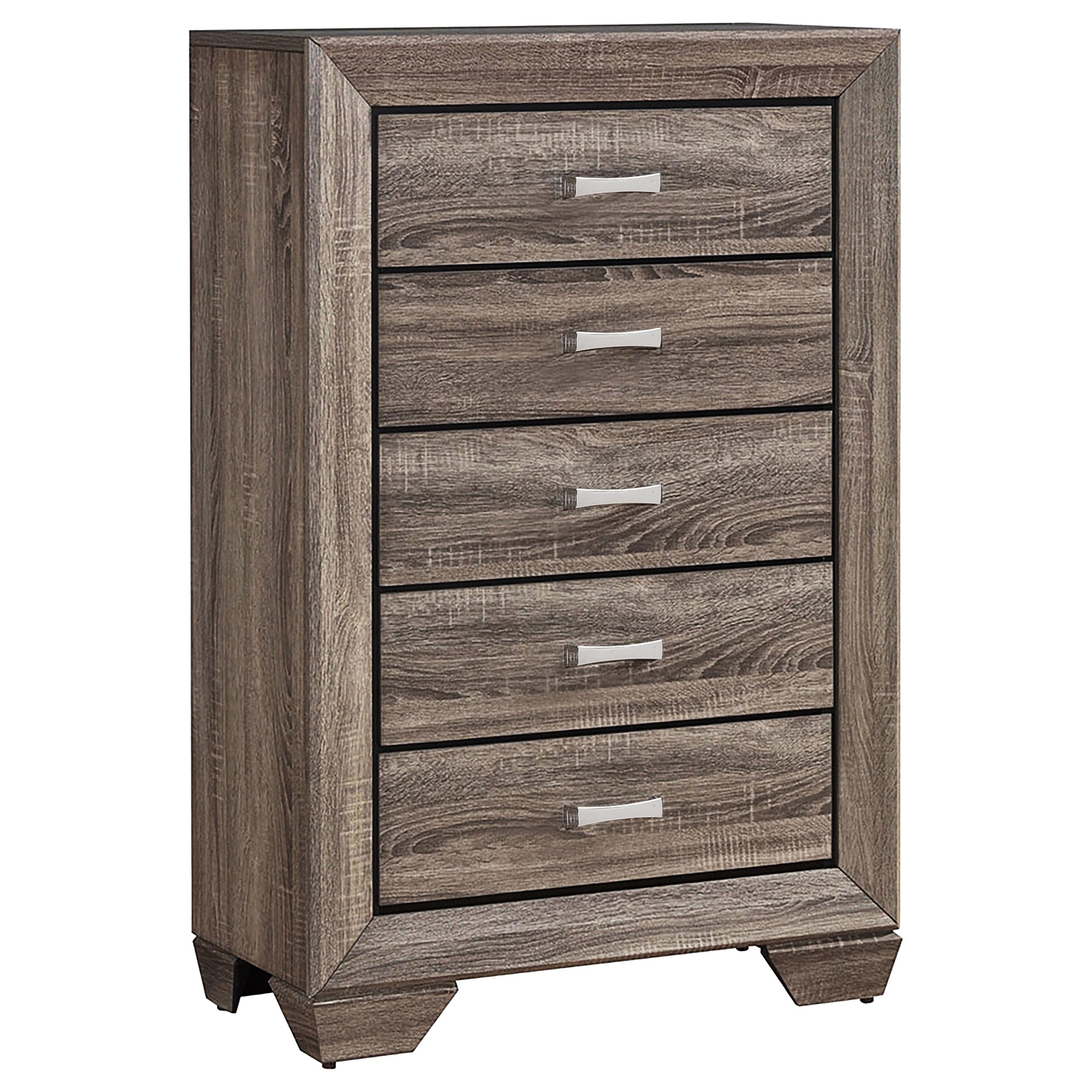 Kauffman Transitional 5-Drawer Wooden Dresser - Washed Taupe Bedroom Storage Cabinet | Coaster Home Furnishings | Tall Chest of Drawers for Clothes Organization | Perfect for Master Bedroom, Guest Room & Dorm Furniture