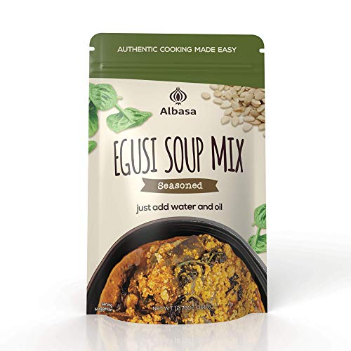 Authentic Albasa Egusi Soup Mix 12.7oz - Seasoned Nigerian Soup with Complete Ingredients | No Fillers, No Preservatives | Perfect for African Cuisine, Family Dinners & Cultural Celebrations
