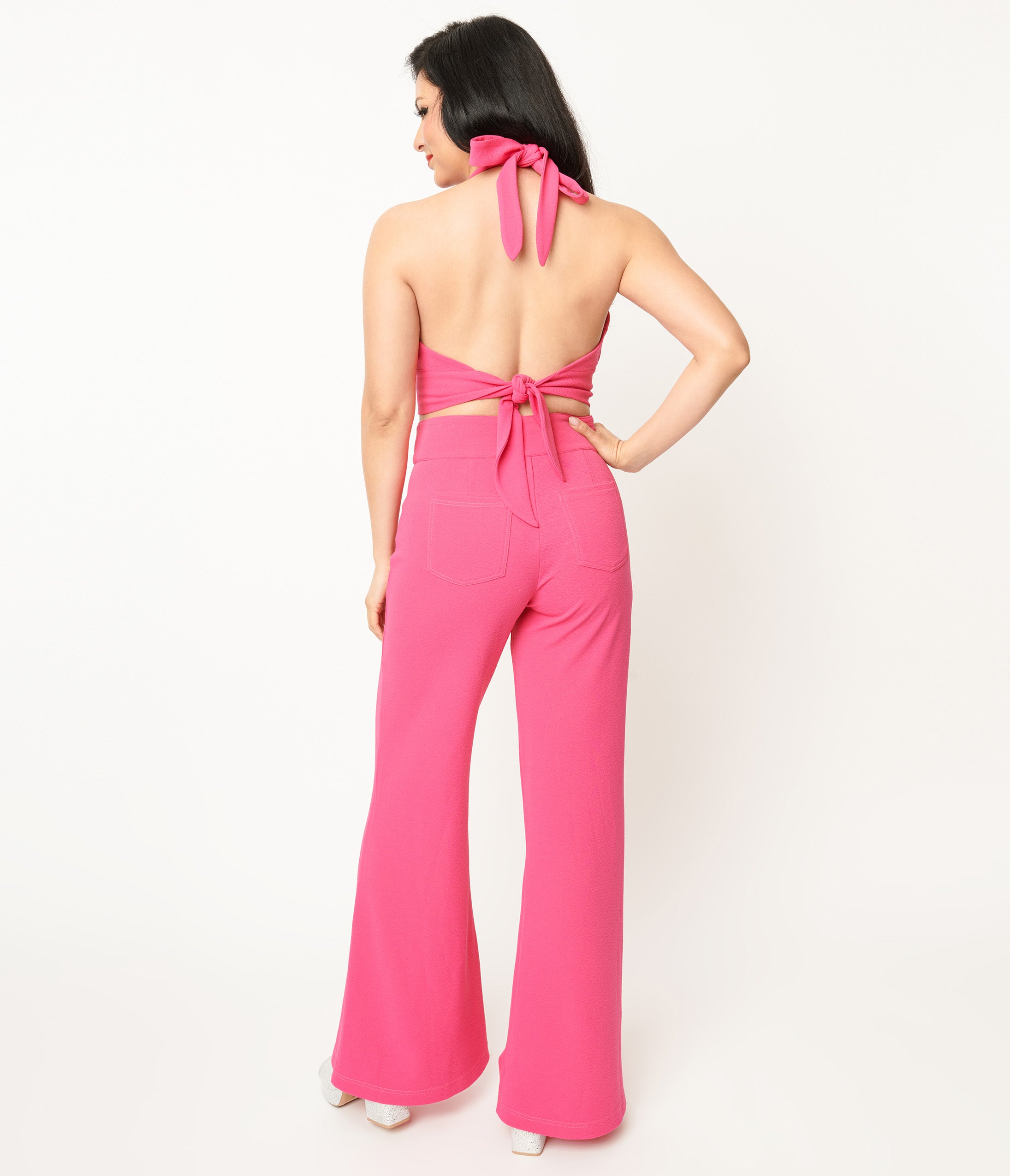 Vintage 1960s Hot Pink High Waist Flare Pants by Smak Parlour - Retro Fashion for Women, Perfect for Parties & 70s Theme Outfits