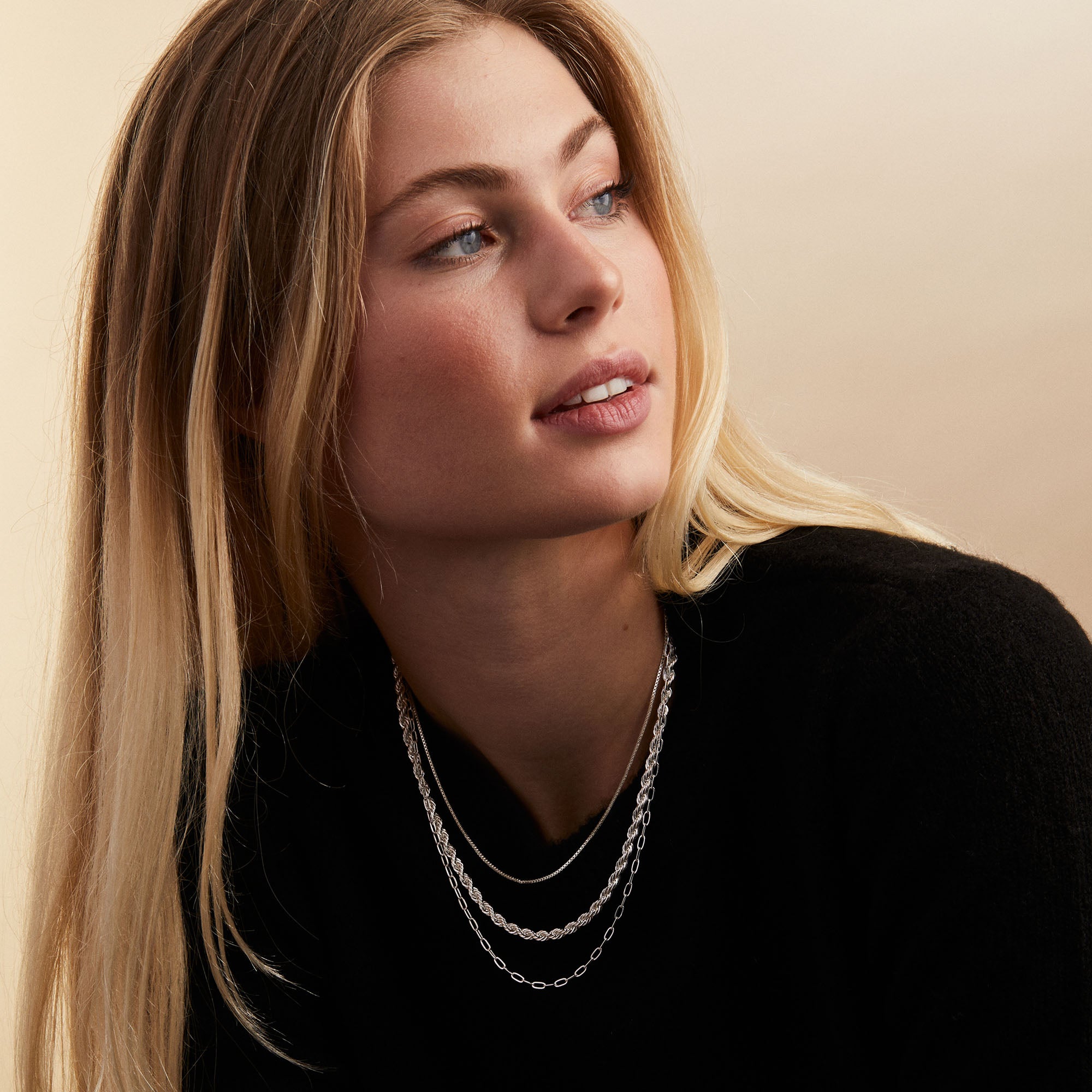 French Rope Chain Necklace for Women - 14K Gold Plated Stainless Steel Dainty Layering Necklace Jewelry Gift for Her - Perfect for Everyday Wear, Date Night & Special Occasions