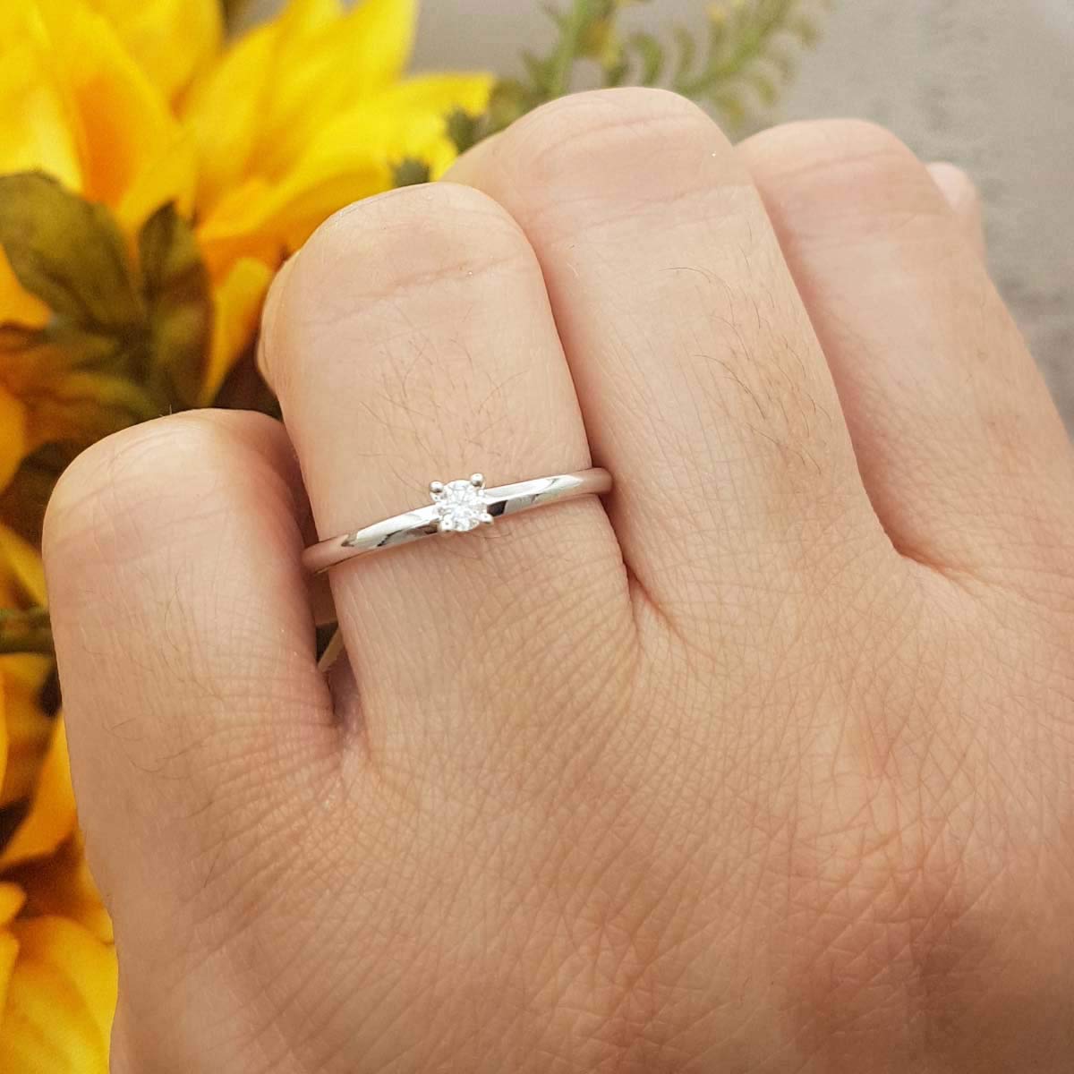 0.10 Carat Round Cut Diamond Solitaire Engagement Ring for Women - Sterling Silver 925, Dazzlingrock Collection | Perfect Proposal Gift, Anniversary Jewelry & Wedding Band