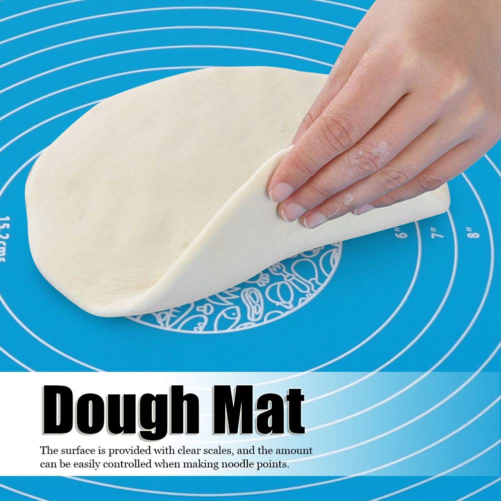 Non-Slip Silicone Baking Mat with Measurement Scales - 50x70cm Large Dough Rolling Mat for Pastry, Cookies & Bread Making - Perfect for Kitchen Countertops & Baking Prep (Blue)