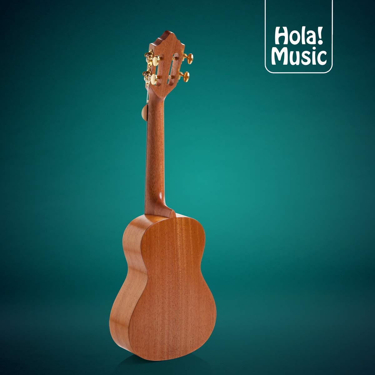 Hola! Music Professional Concert Ukulele - 24 Inch Solid Mahogany Top with Aquila Nylgut Strings, Gig Bag, Strap & Picks Bundle | Perfect for Beginners, Performances & Travel | HM-424SMM+ Model