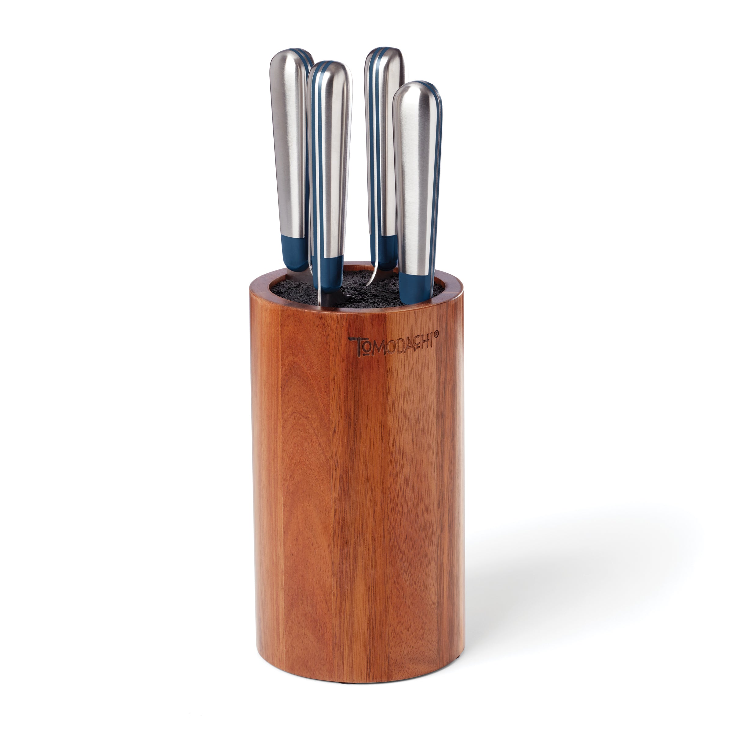 Premium 5-Piece Acacia Wood Bristle Block Cutlery Set - Knife Fork Spoon Set for Steak, BBQ, and Everyday Dining - Perfect for Home Kitchen & Restaurant Use